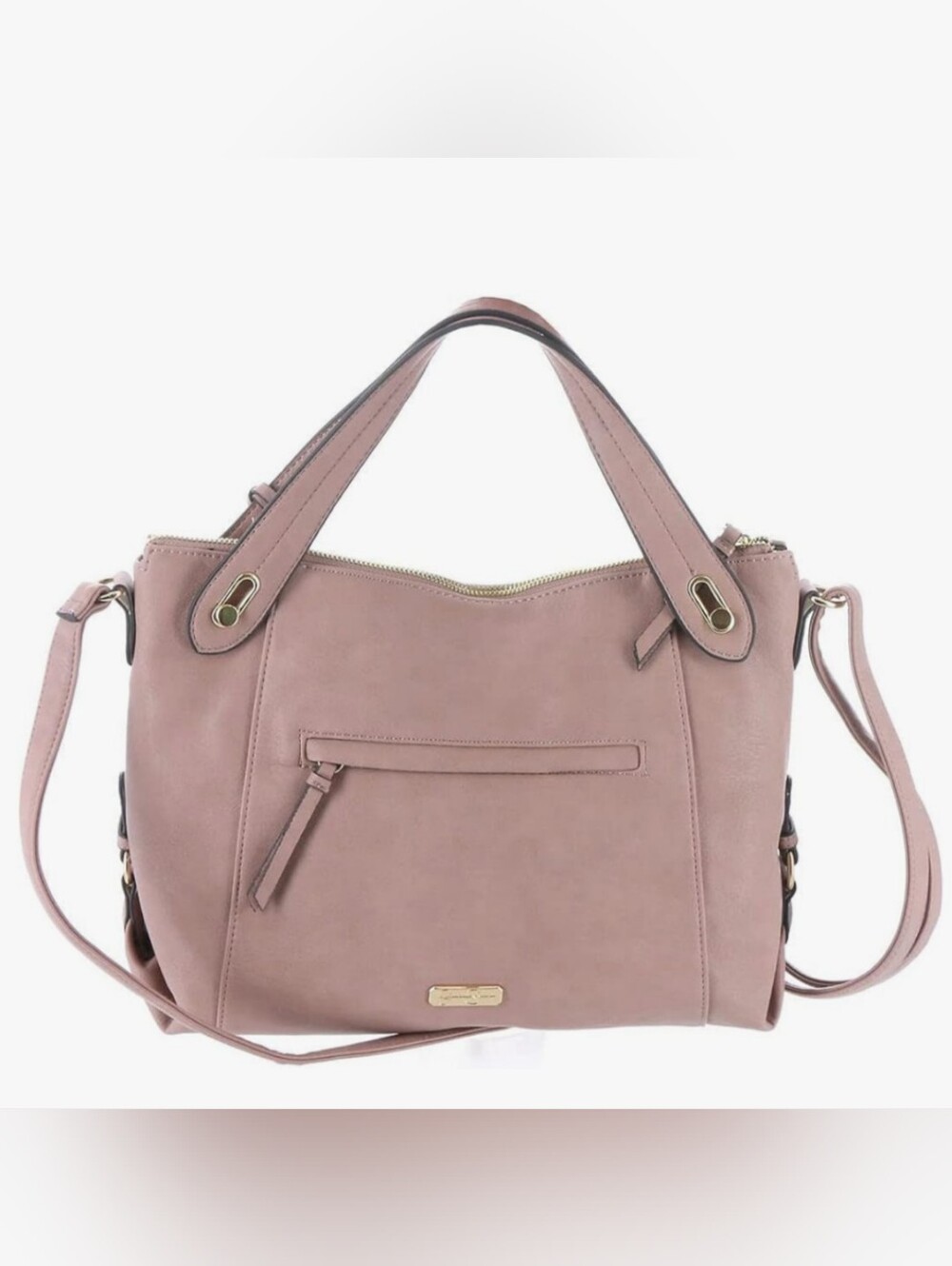 Jessica Simpson Blush Tan Leather Shoulder Bag with Leopard Interior